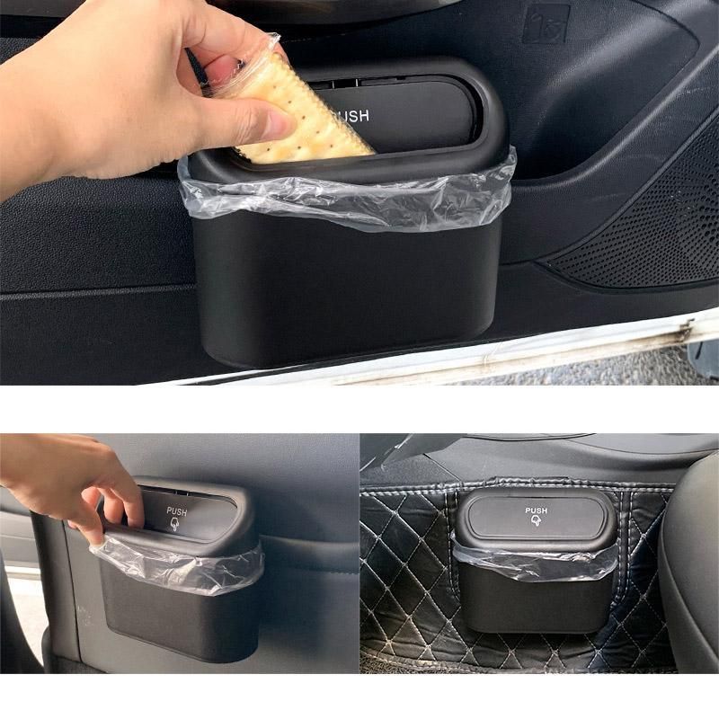 Car Wastebasket Door Mounted Multifunctional Storage Box Trash Bin Organizer - Pink