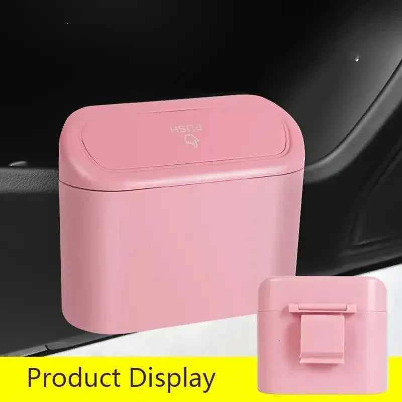 Car Wastebasket Door Mounted Multifunctional Storage Box Trash Bin Organizer - Pink