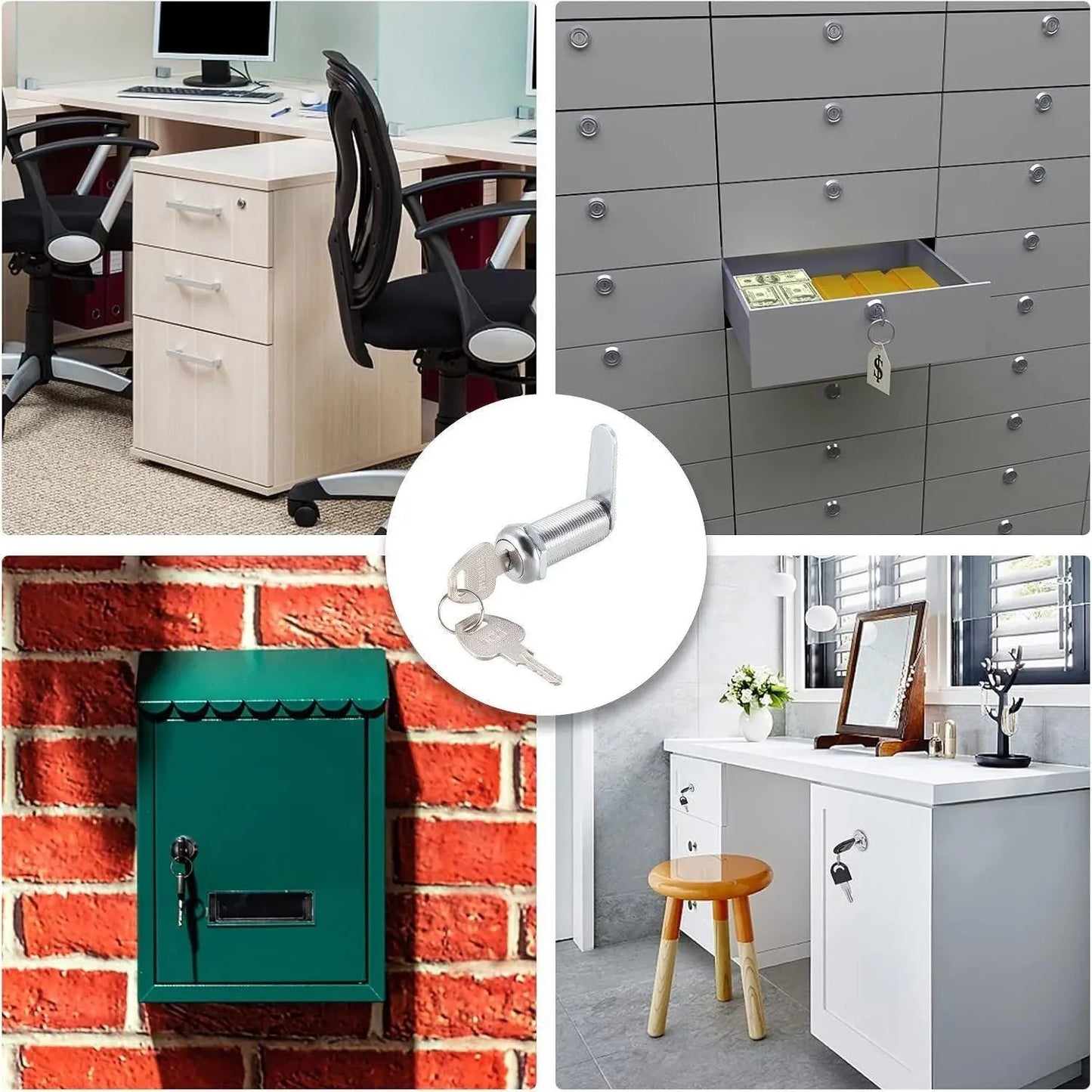 1/5/10pcs File Cabinet Drawer Milk Box Swivel Lock Small Round Security Lock - 25mm-10PCS