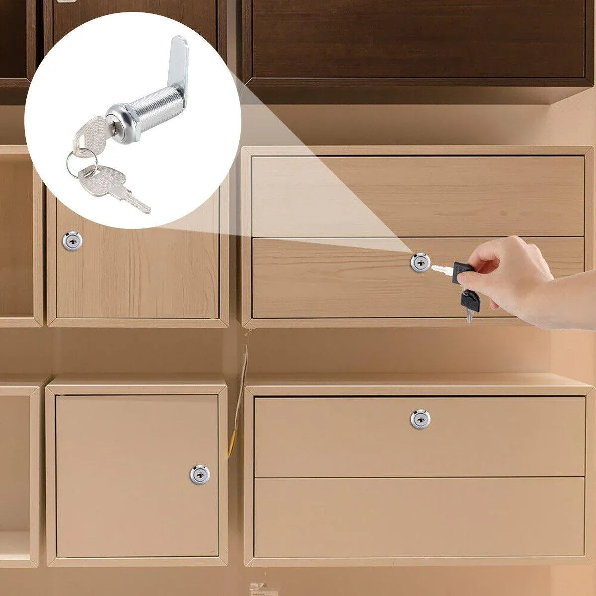 1/5/10pcs File Cabinet Drawer Milk Box Swivel Lock Small Round Security Lock - 25mm-5PCS