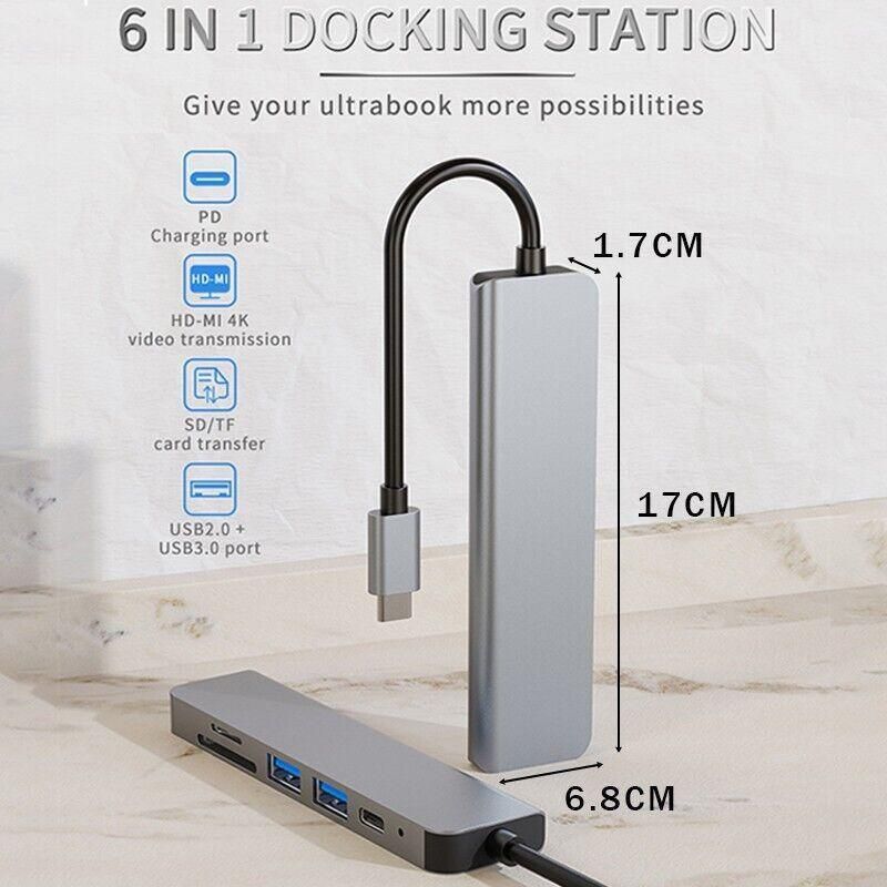 8/6/4-In-1 Usb-C Hub Adapter Type-C Hub Hdmi For Macbook Pro/Air Ipad Pro Laptop - 8-IN-1