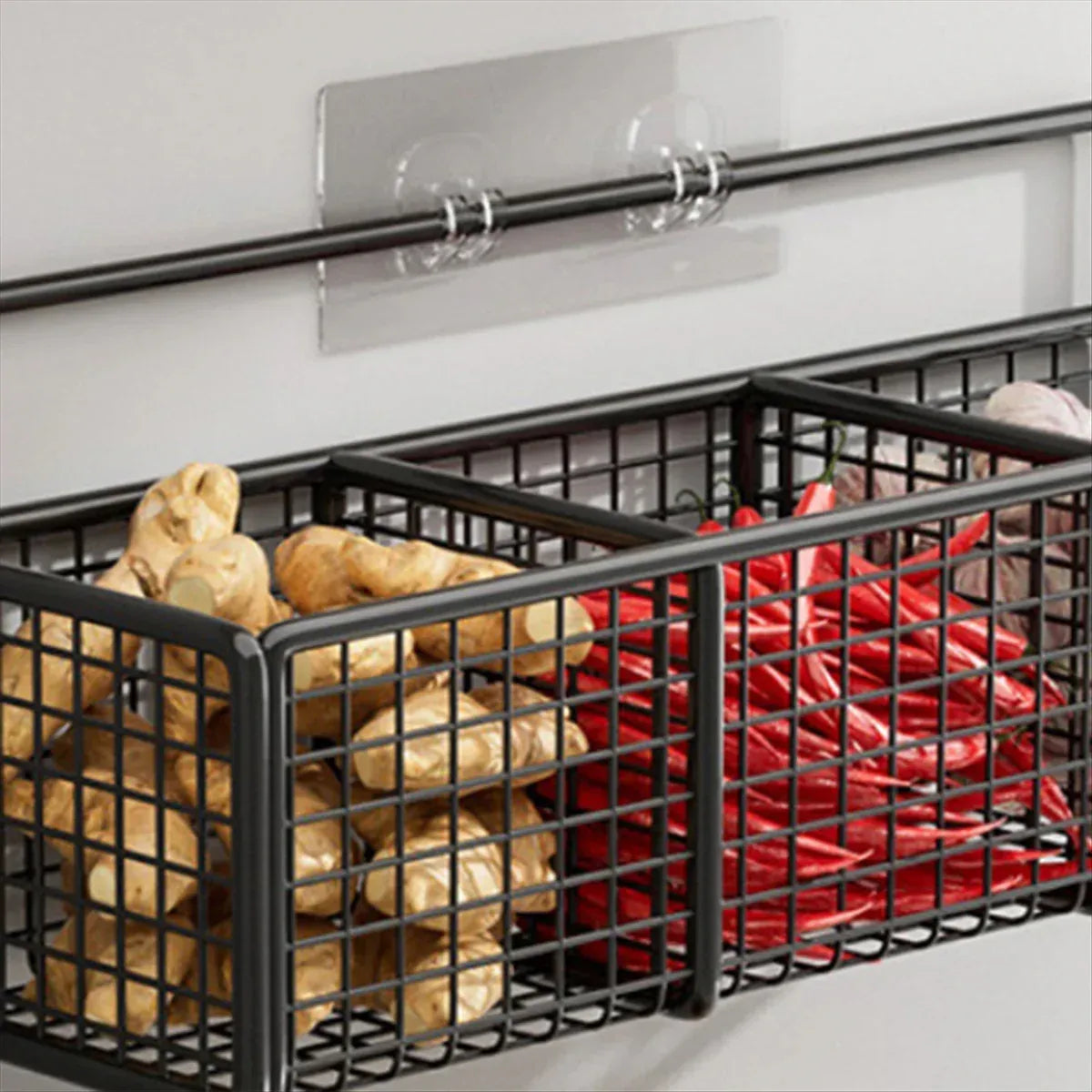 Wall Mount Storage Rack Kitchen Spice Racks Condiment Basket Bathroom Organizer