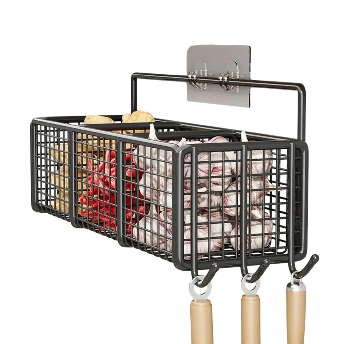 Wall Mount Storage Rack Kitchen Spice Racks Condiment Basket Bathroom Organizer