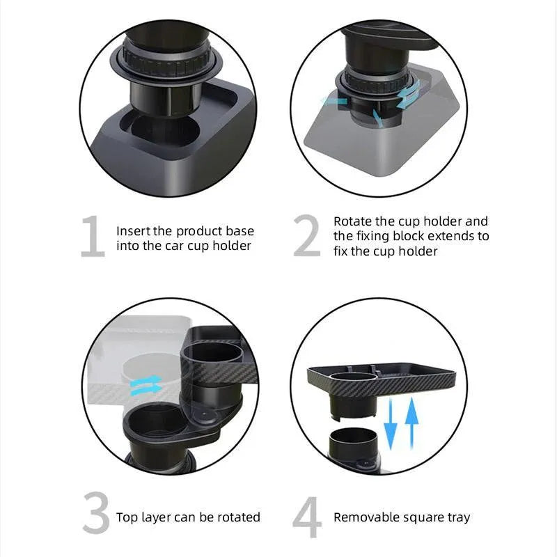 Car Tray Cup Holder Rotatable Drink Holder Mobile Phone Holder Car Organization