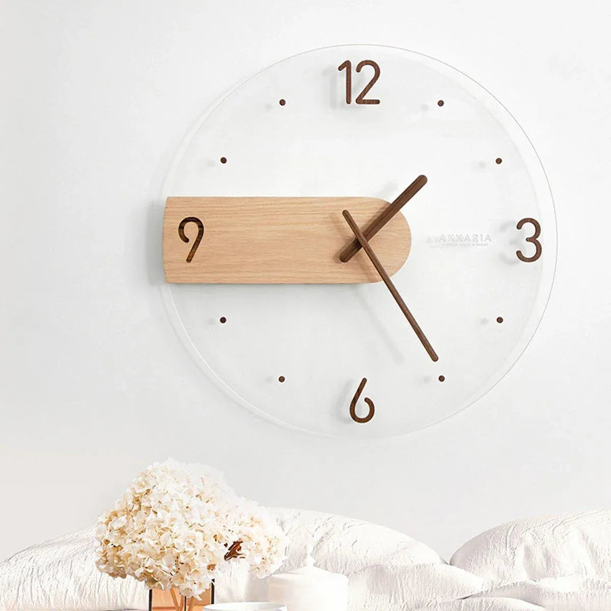 Modern Solid Wood Wall Clock Decorative Home Clock for Living Room Bedroom