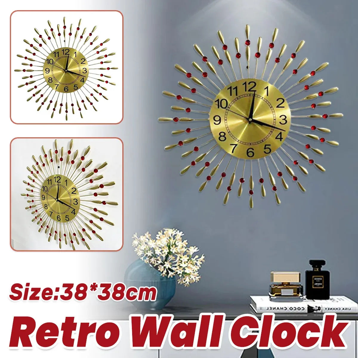 Retro Metal Wall Clock Iron Water Drop Hanging Home Decoration Living Room