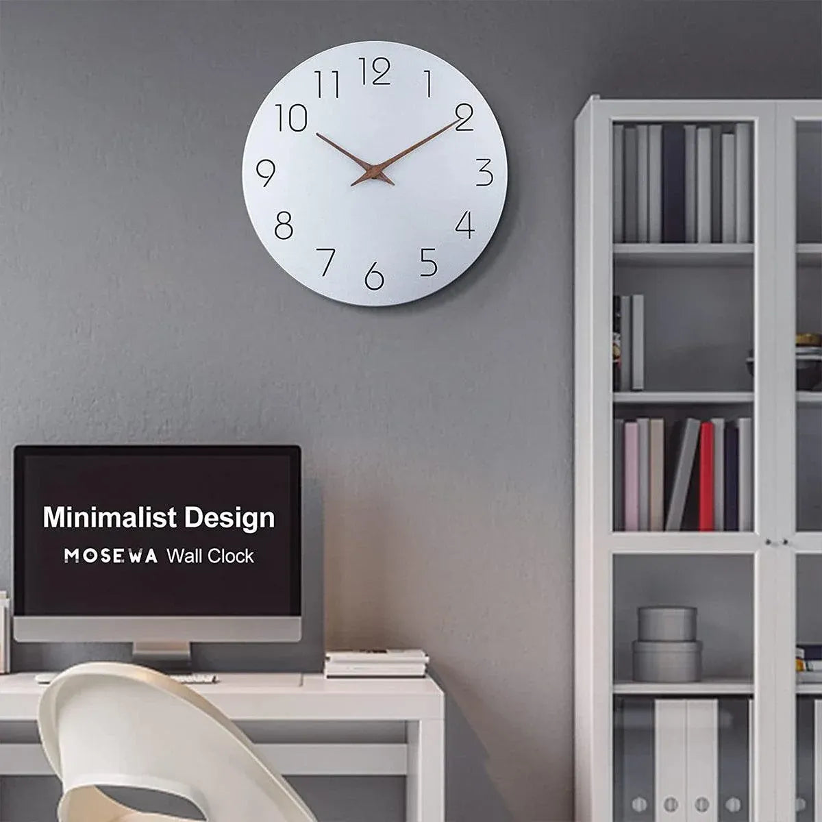 12 Inch Digital Wall Clock Simple Hanging Watch for Living Room Home Decoration - White