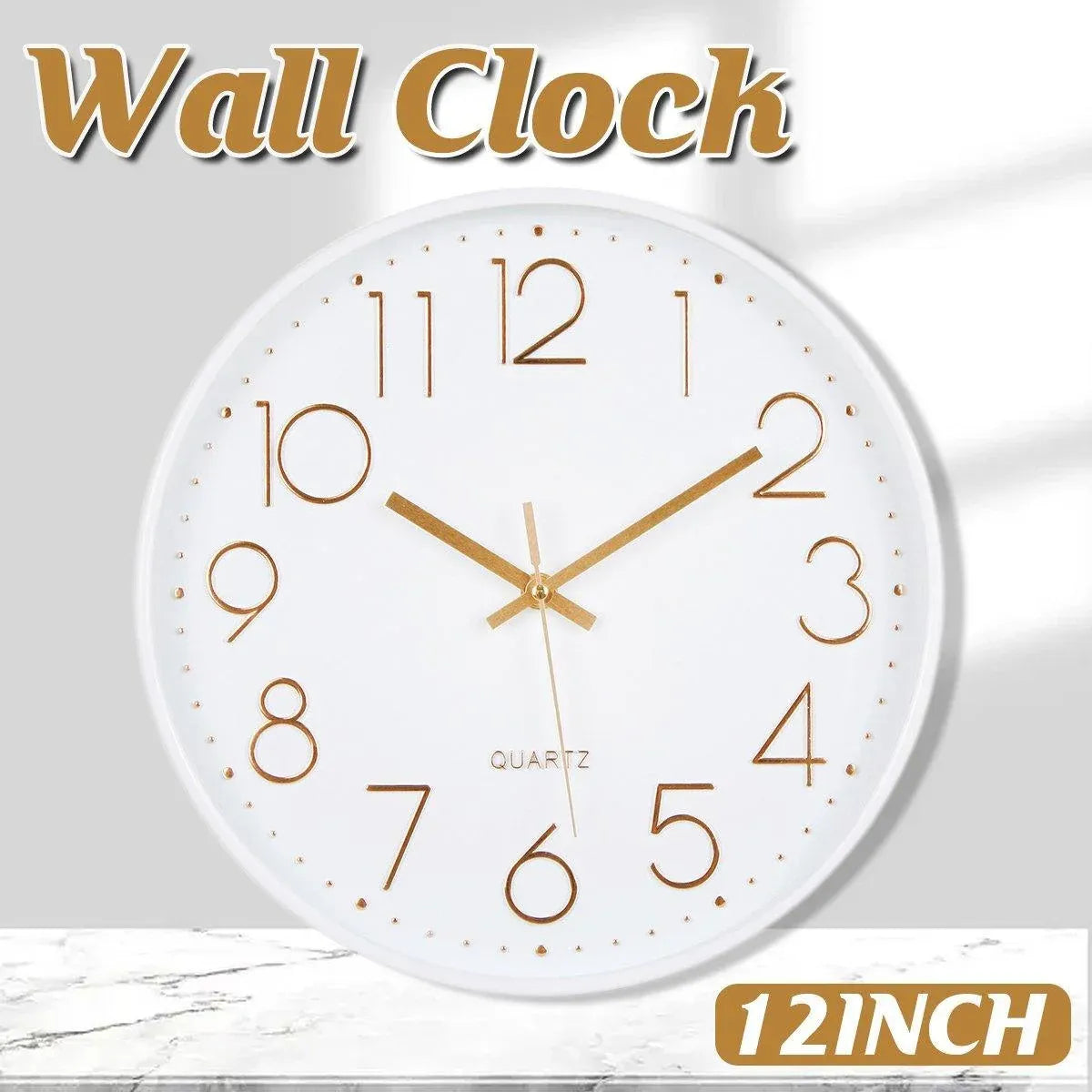 12Inch Silent Wall Clock Decorative Simple Plastic Clock for Living Room Home