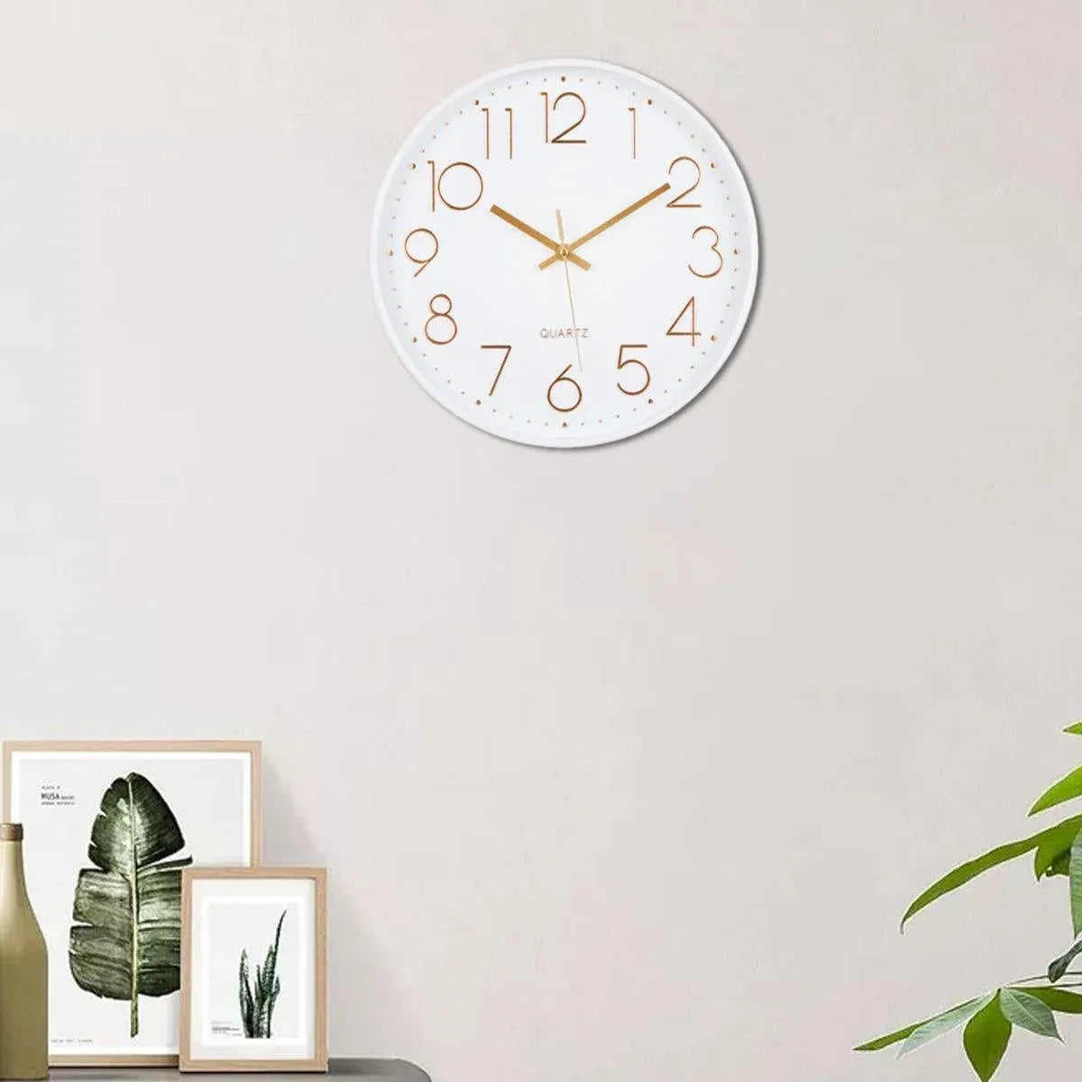 12Inch Silent Wall Clock Decorative Simple Plastic Clock for Living Room Home