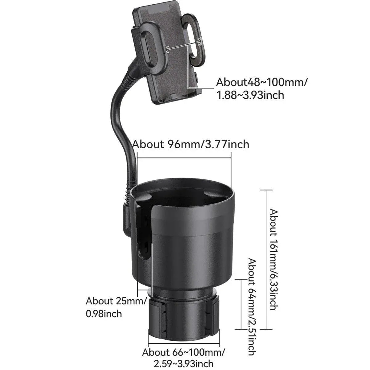 2 in 1 Car Phone Holder and Cup Holder Drink Organiser Water Bottle Holder