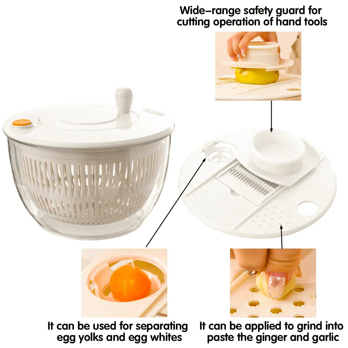 Salad Spinner Vegetable Dryer Fruit Dehydrator Multi Functional Kitchen Tool