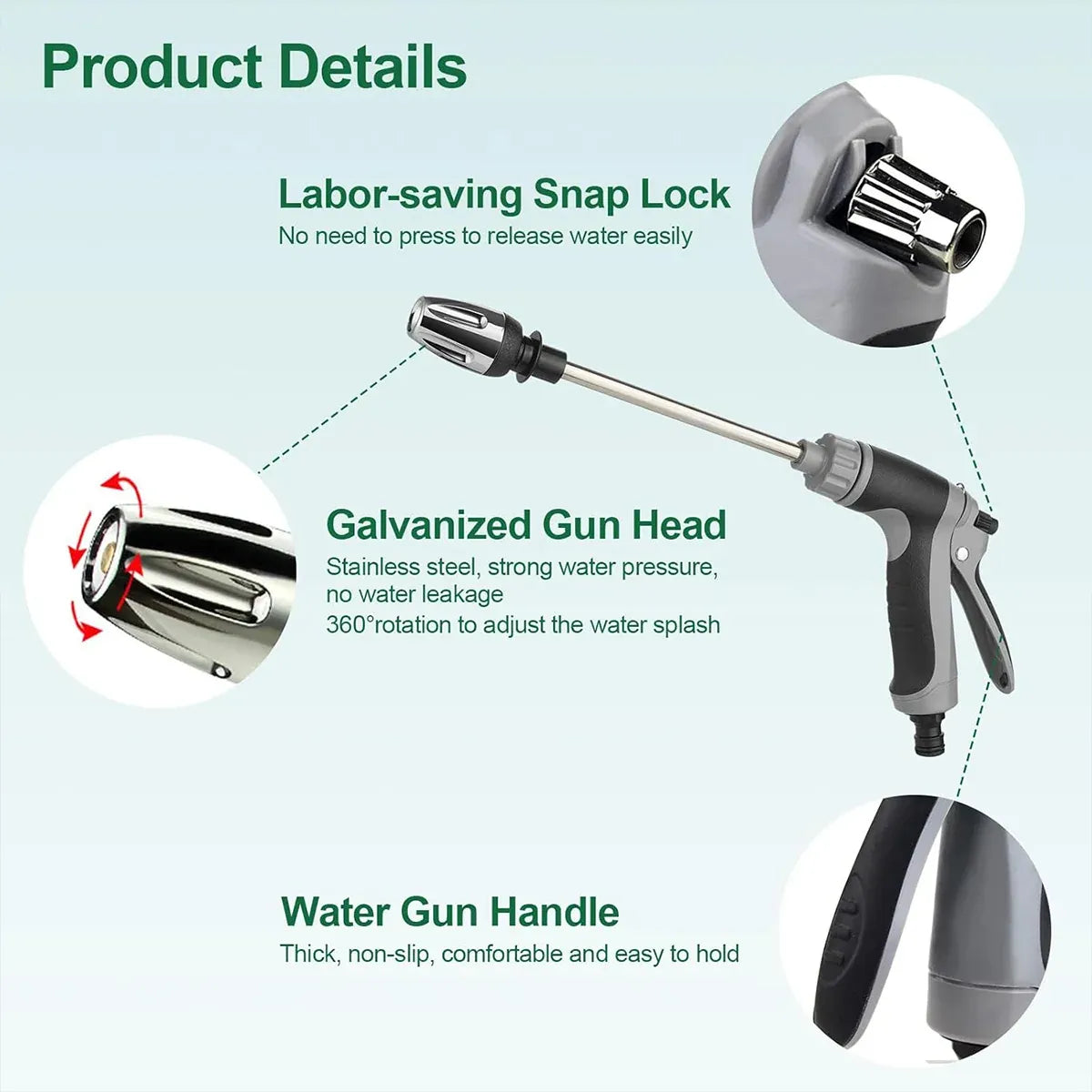 High Pressure Long Pole Water Spray Nozzle Household Car Wash Cleaning Sprayer - Car Wash Sprayer Only