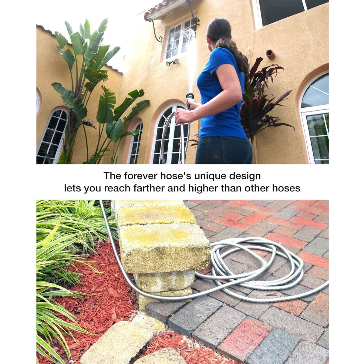 50FT Stainless Steel Garden Water Hose Telescopic Pipe Car Wash Flower Watering