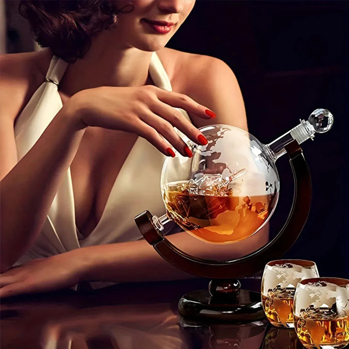 Globe Wine Decanter Glass Bottle Divider Whisky Liquor Dispenser For Home Bar