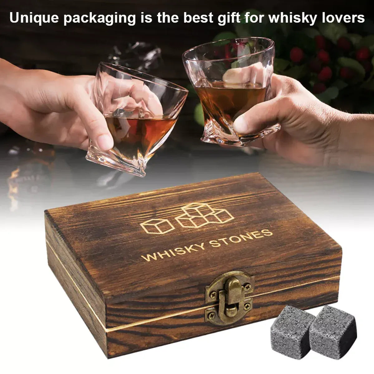 Ice Wine Stone Wooden Box Wine Set Wine Accessory Gift Box Portable Storage