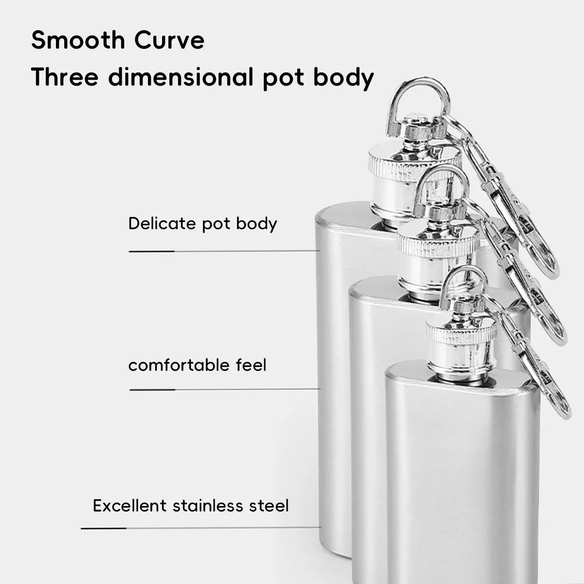 Mini Stainless Steel Hip Flask 1/2oz 3Pcs Portable Pocket Liquor Bottle Travel - 1OZ