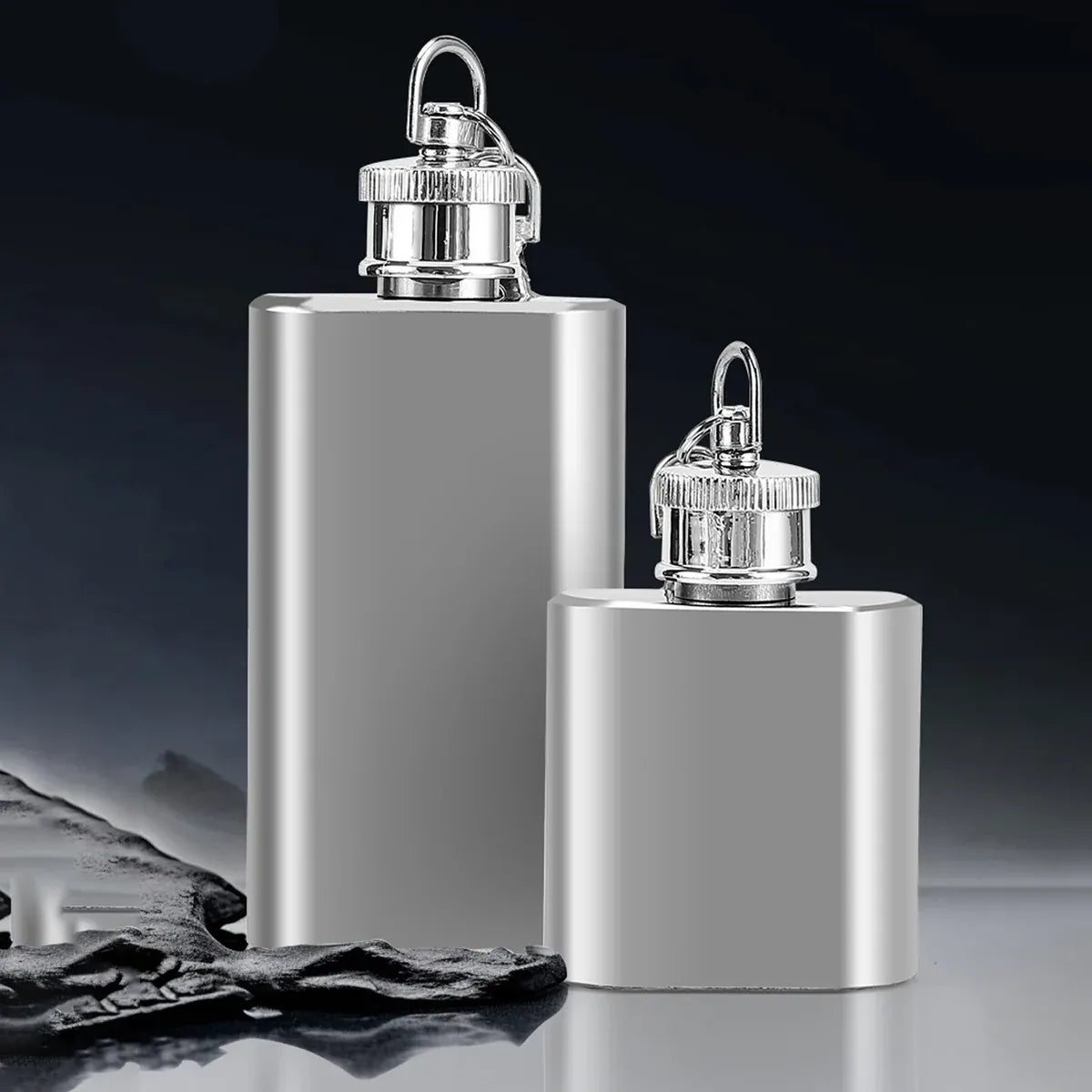 Mini Stainless Steel Hip Flask 1/2oz 3Pcs Portable Pocket Liquor Bottle Travel - 2OZ