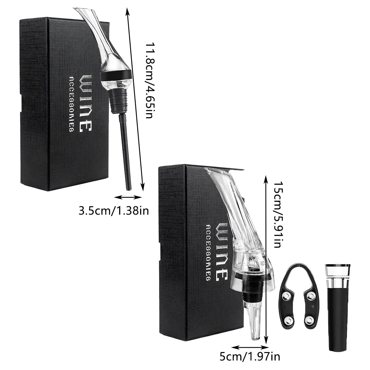 Wine Aerator Pourer with Gift Box Fast Red Wine Air Infusion Single or Three Piece Set - Long Stem Aerator