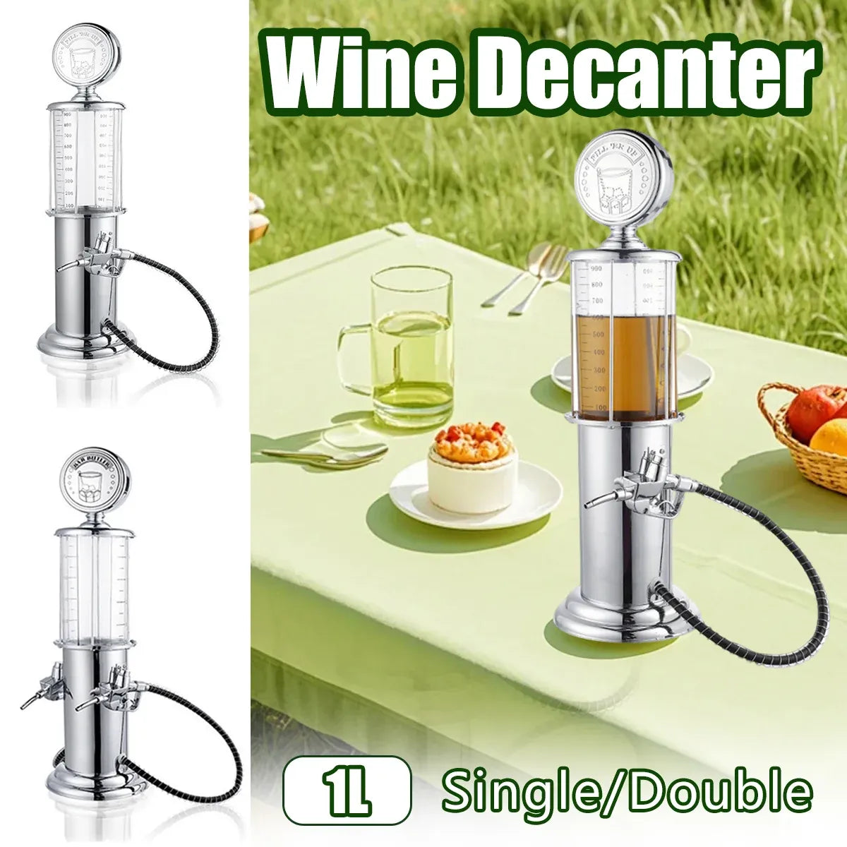 Single or Double Head Wine Dispenser Plastic 1L Capacity Leak Proof Easy Clean - Double Head