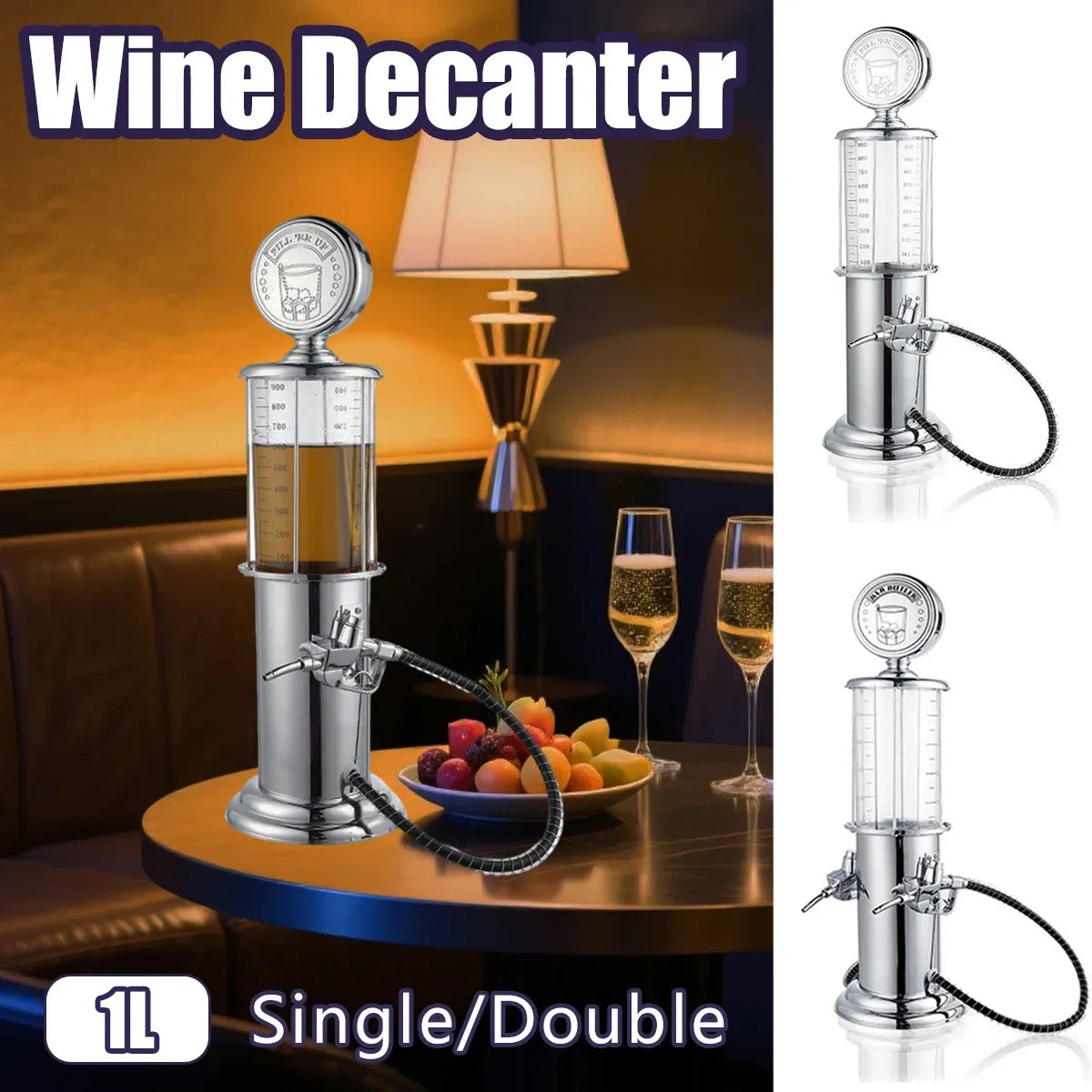 Single or Double Head Wine Dispenser Plastic 1L Capacity Leak Proof Easy Clean - Double Head