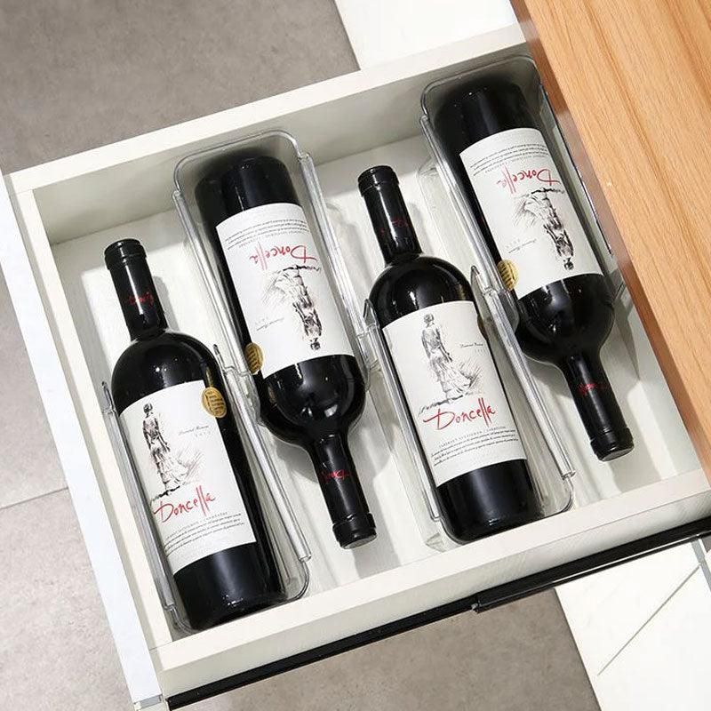 Fridge Organiser Wine Beer Stacking Bottle Rack Kitchen Space Saving Can Holder - 2 Grids