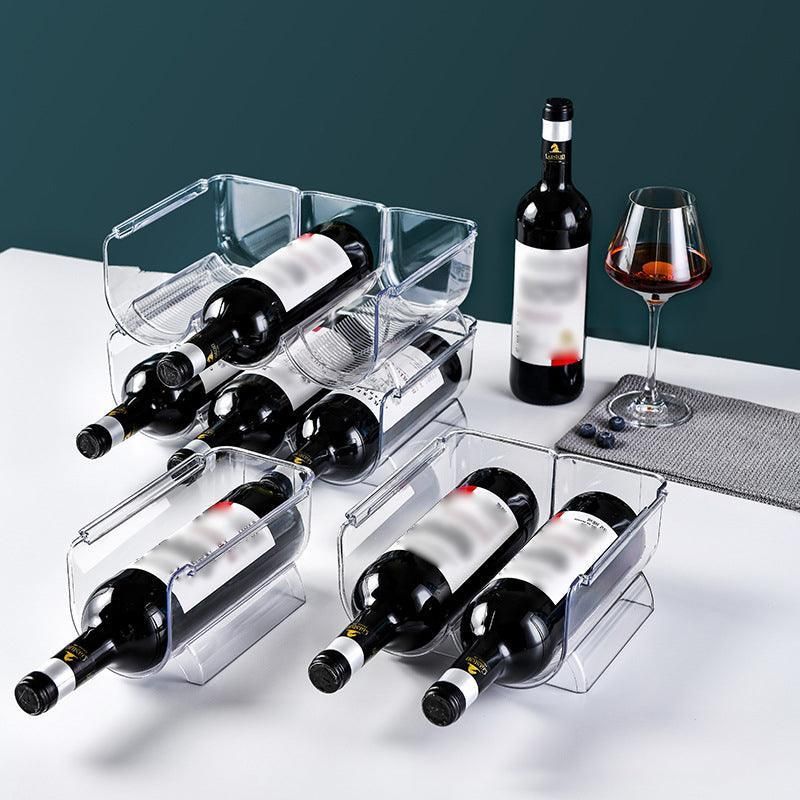 Fridge Organiser Wine Beer Stacking Bottle Rack Kitchen Space Saving Can Holder - 2 Grids