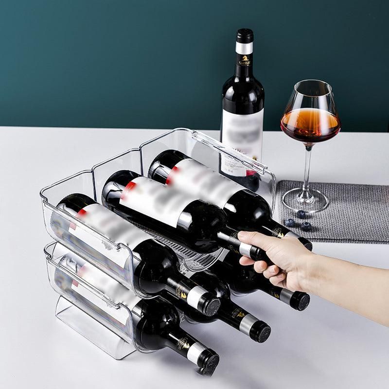 Fridge Organiser Wine Beer Stacking Bottle Rack Kitchen Space Saving Can Holder - 2 Grids