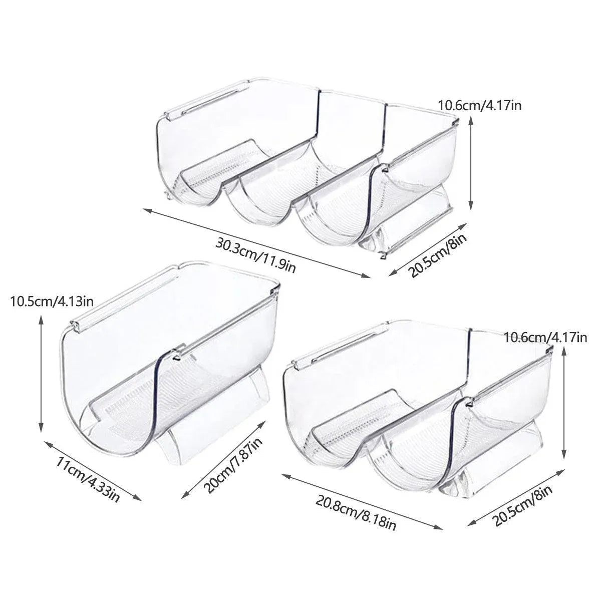 Fridge Organiser Wine Beer Stacking Bottle Rack Kitchen Space Saving Can Holder - 3 Grids