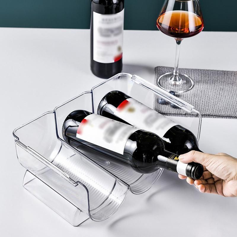 Fridge Organiser Wine Beer Stacking Bottle Rack Kitchen Space Saving Can Holder - 3 Grids