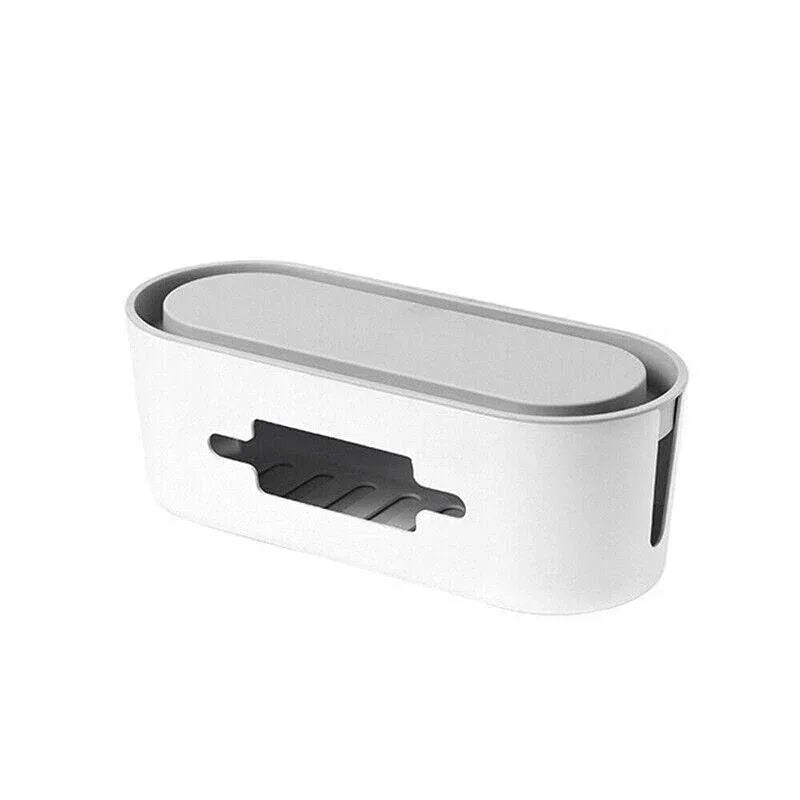 Cable Power Management Storage Box Socket Wire Tidy Organiser Hide Case - White