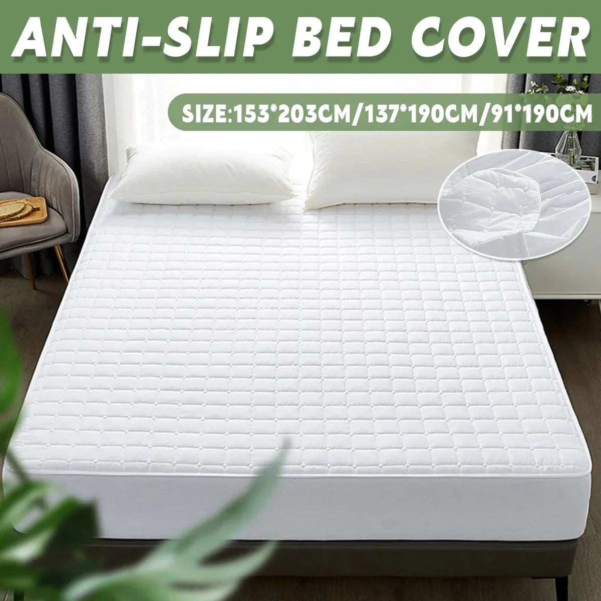 Hotel Mattress Protector Bed Top Cover Waterproof Fitted Sheet Bedroom Hygiene - 137x190cm