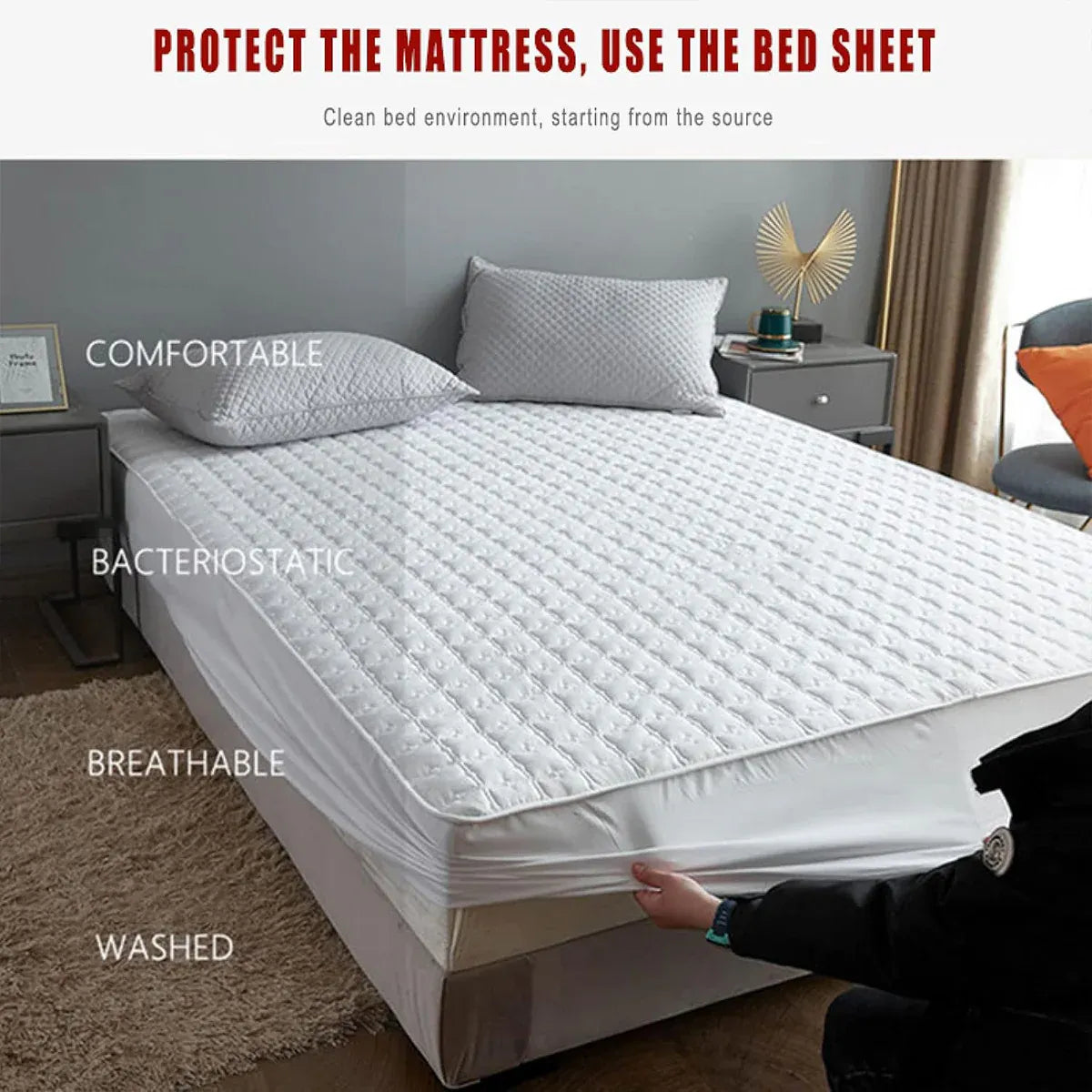 Hotel Mattress Protector Bed Top Cover Waterproof Fitted Sheet Bedroom Hygiene - 137x190cm