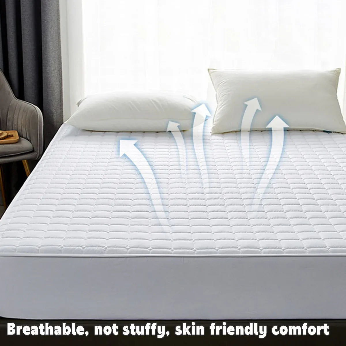 Hotel Mattress Protector Bed Top Cover Waterproof Fitted Sheet Bedroom Hygiene - 137x190cm