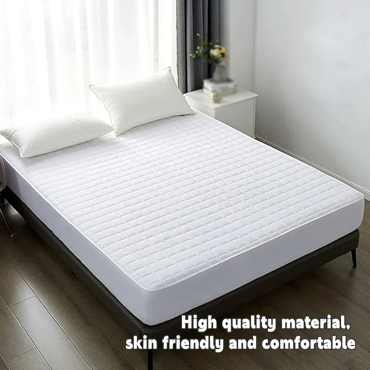 Hotel Mattress Protector Bed Top Cover Waterproof Fitted Sheet Bedroom Hygiene - 153x203cm