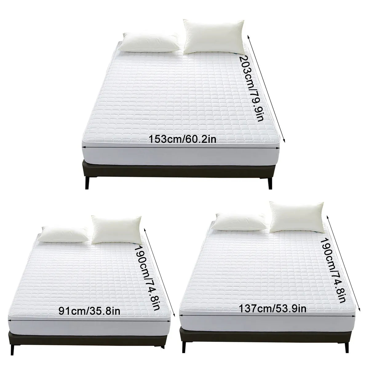 Hotel Mattress Protector Bed Top Cover Waterproof Fitted Sheet Bedroom Hygiene - 91x190cm