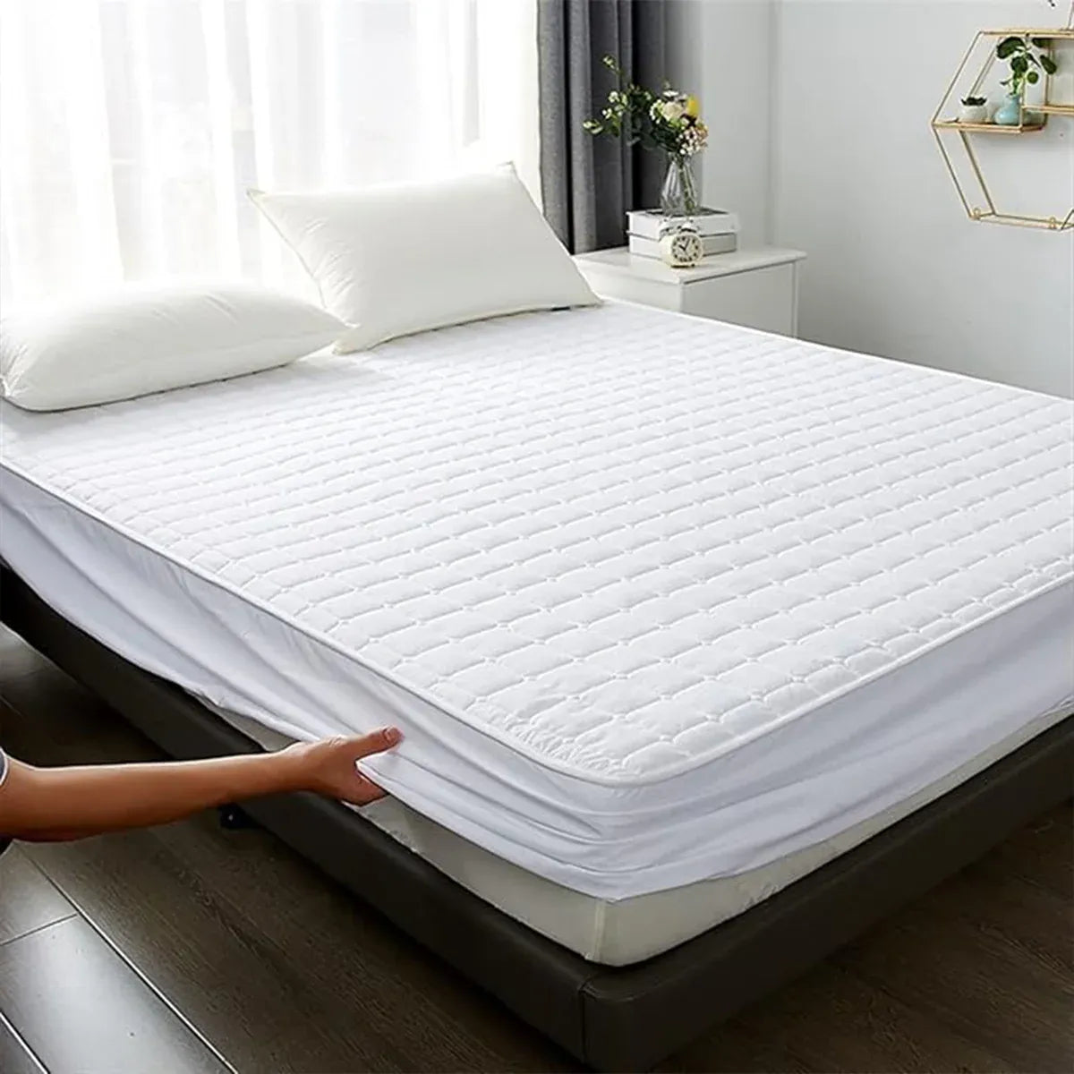 Hotel Mattress Protector Bed Top Cover Waterproof Fitted Sheet Bedroom Hygiene - 91x190cm