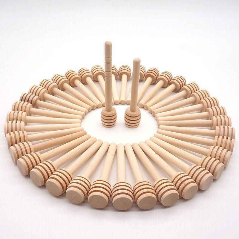 30PCS Mini Wooden Honey Dipper Stick for Honey Jar Dispense Drizzle Party Favors - 100PCS