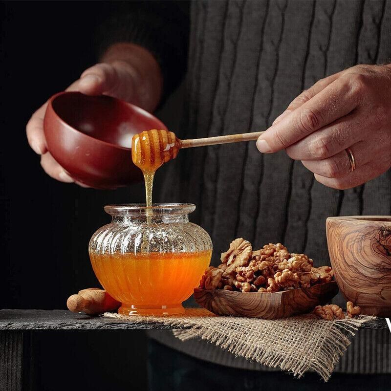 30PCS Mini Wooden Honey Dipper Stick for Honey Jar Dispense Drizzle Party Favors - 100PCS