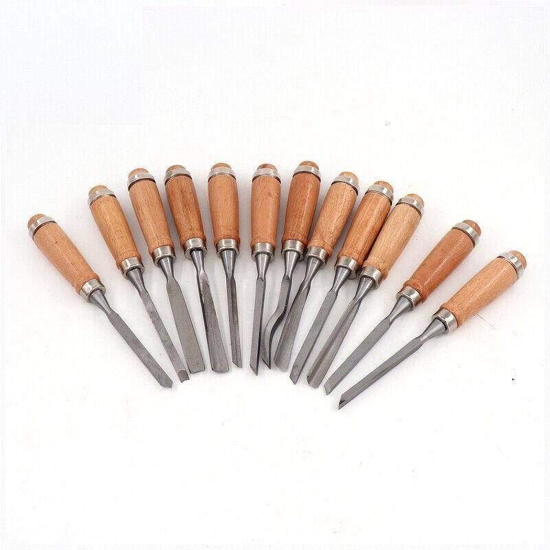 12PCS Wood Carving Chisel Set with Hardwood Handles for Woodturning and DIY