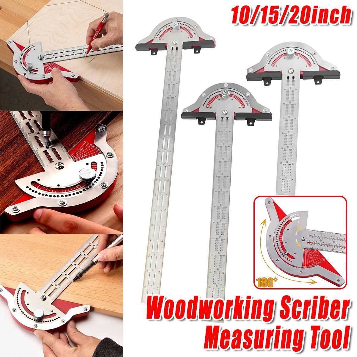 Woodworking Edge Ruler Protractor Angle Measuring Tool Carpenter - 15 inch