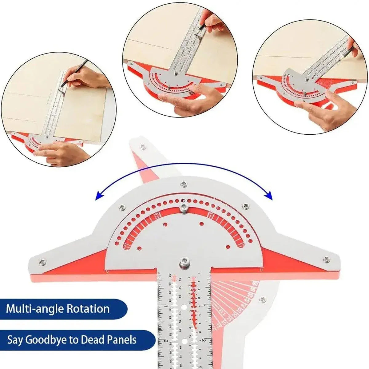 Woodworking Edge Ruler Protractor Angle Measuring Tool Carpenter - 20 inch