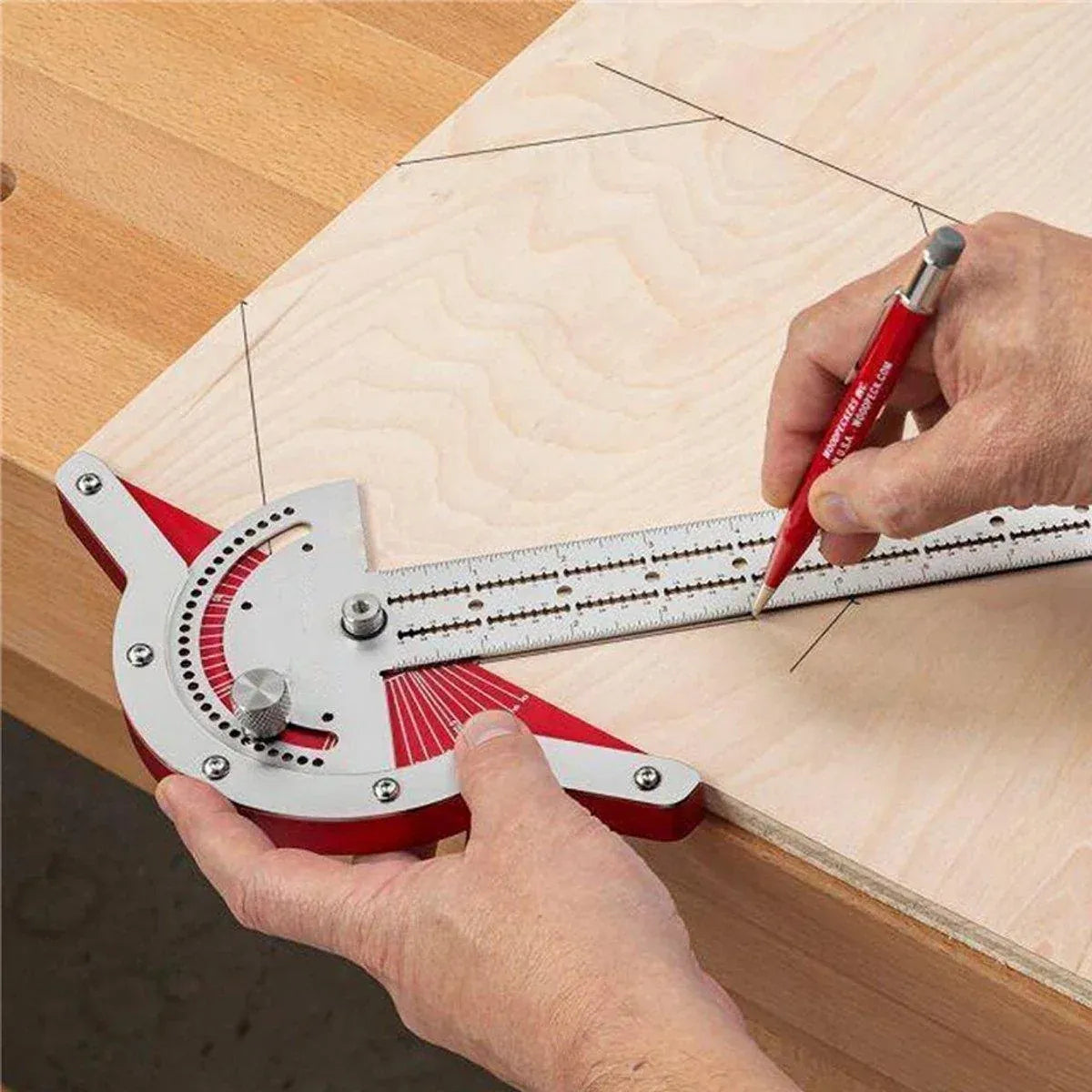 Woodworking Edge Ruler Protractor Angle Measuring Tool Carpenter - 20 inch
