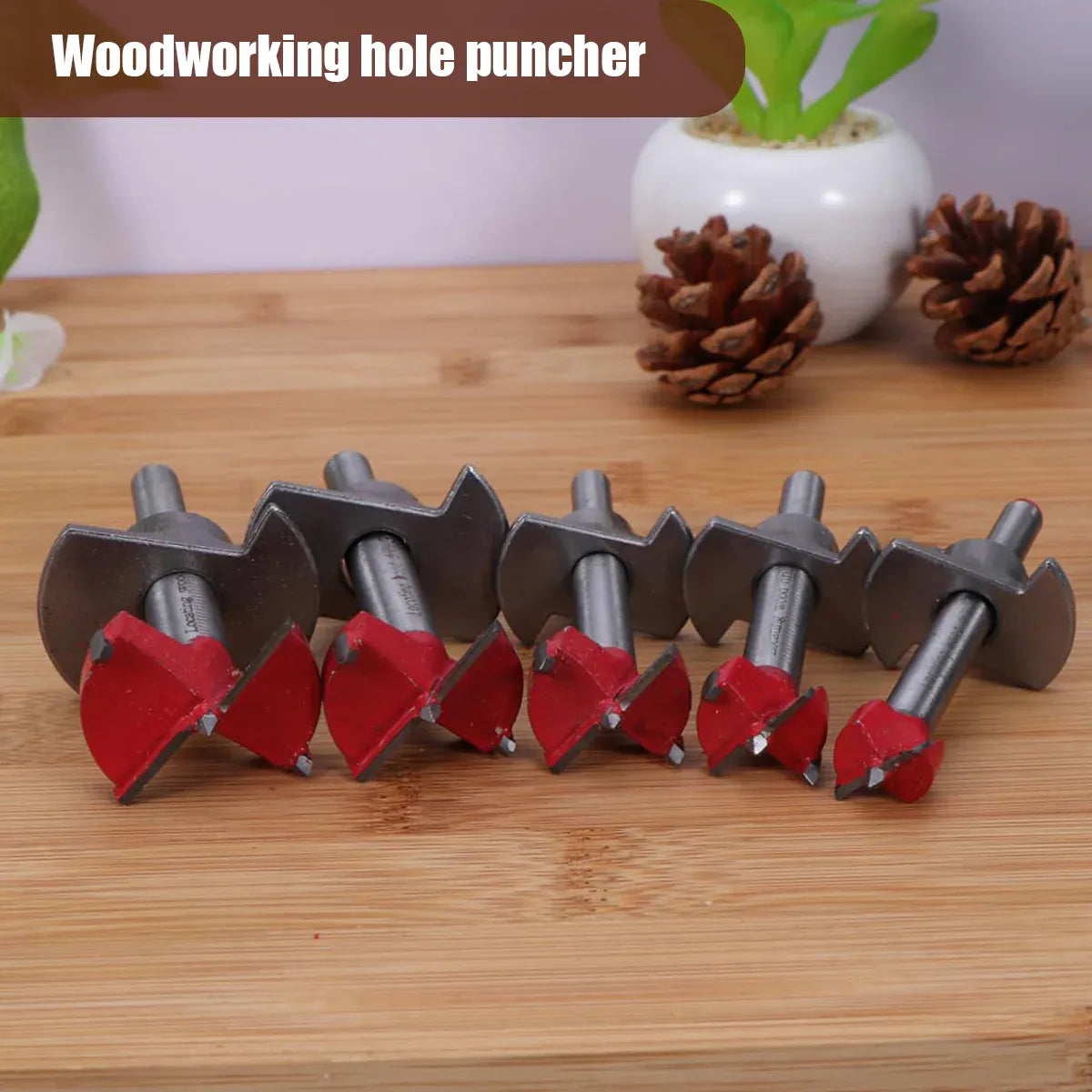 5PCS Woodworking Hole Saw Set Sturdy Durable for Wood Processing Openings Use