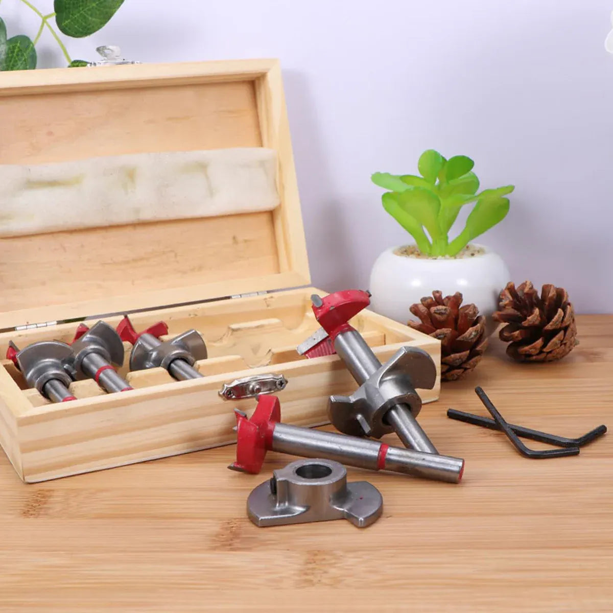 5PCS Woodworking Hole Saw Set Sturdy Durable for Wood Processing Openings Use