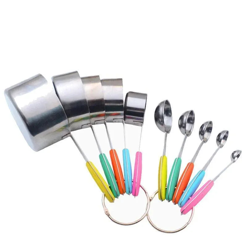 10 Piece Stainless Steel Measuring Cups and Spoons Set for Baking and Cooking