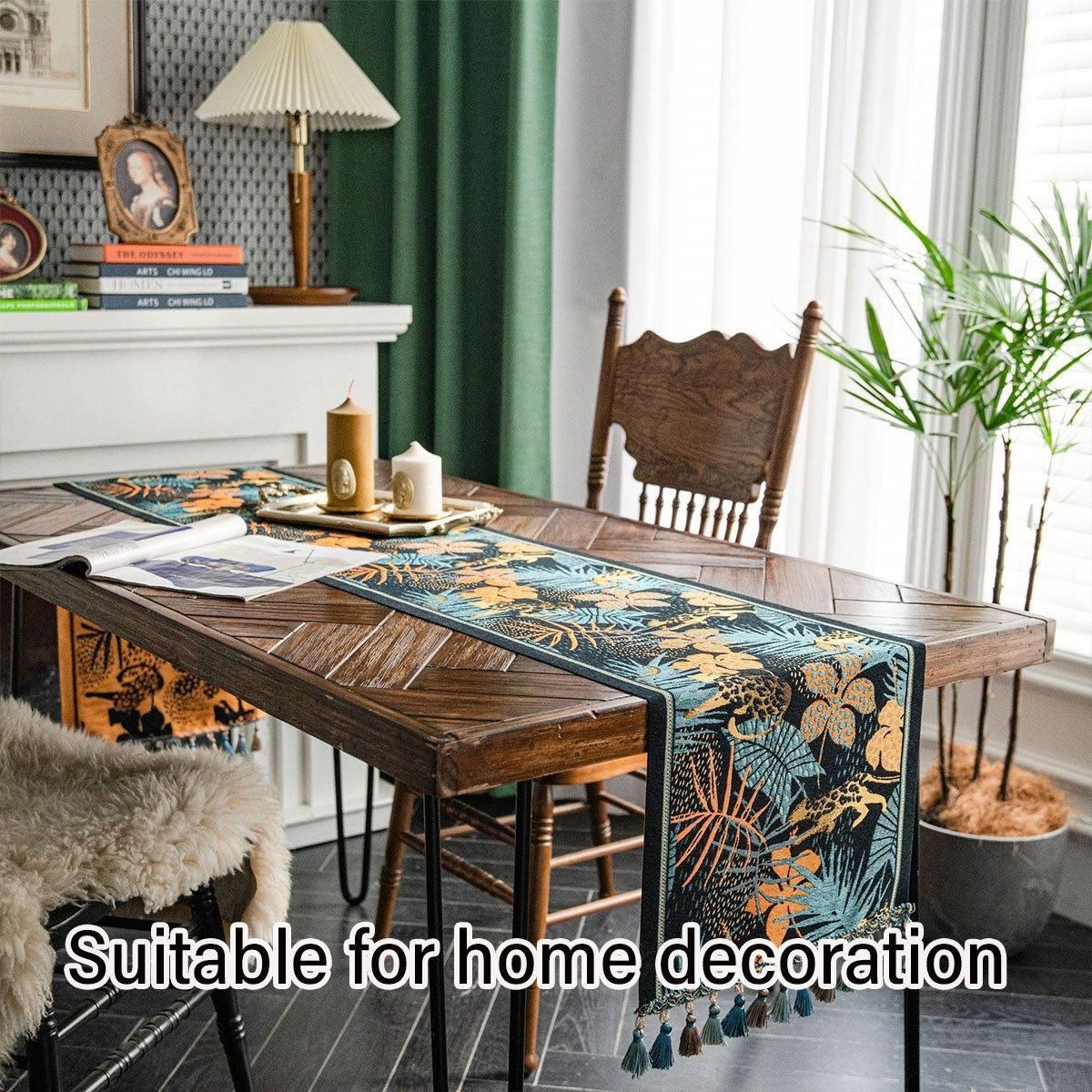 Floral Tablecloth for Coffee Table Banana Leaf Pattern Dining Table Cover Decor