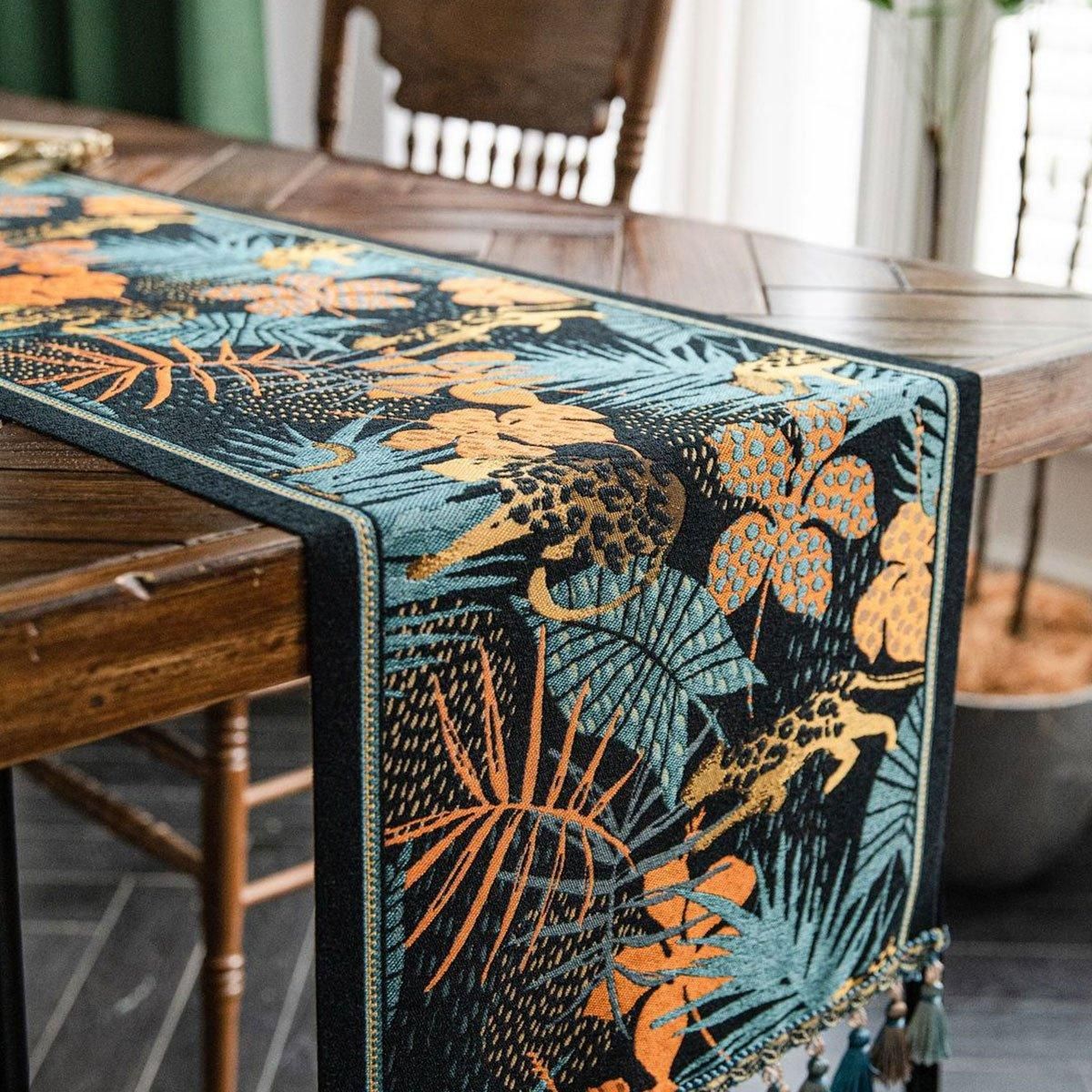 Floral Tablecloth for Coffee Table Banana Leaf Pattern Dining Table Cover Decor