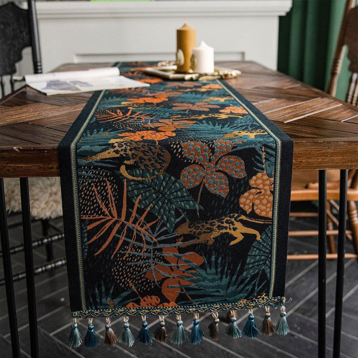 Floral Tablecloth for Coffee Table Banana Leaf Pattern Dining Table Cover Decor