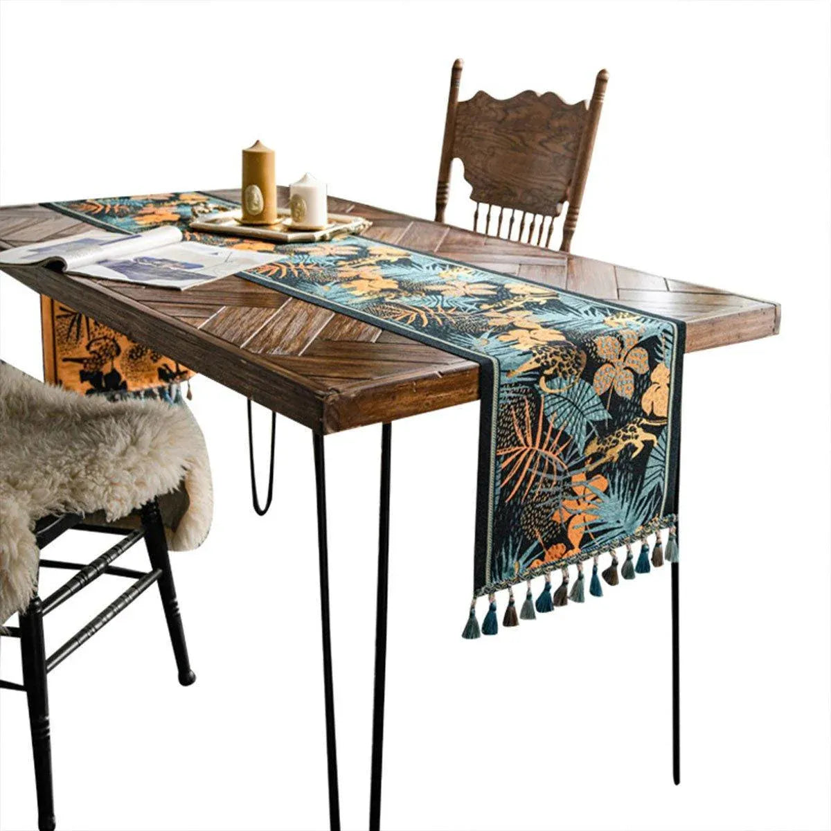 Floral Tablecloth for Coffee Table Banana Leaf Pattern Dining Table Cover Decor