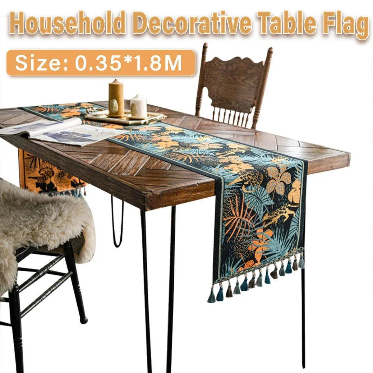 Floral Tablecloth for Coffee Table Banana Leaf Pattern Dining Table Cover Decor